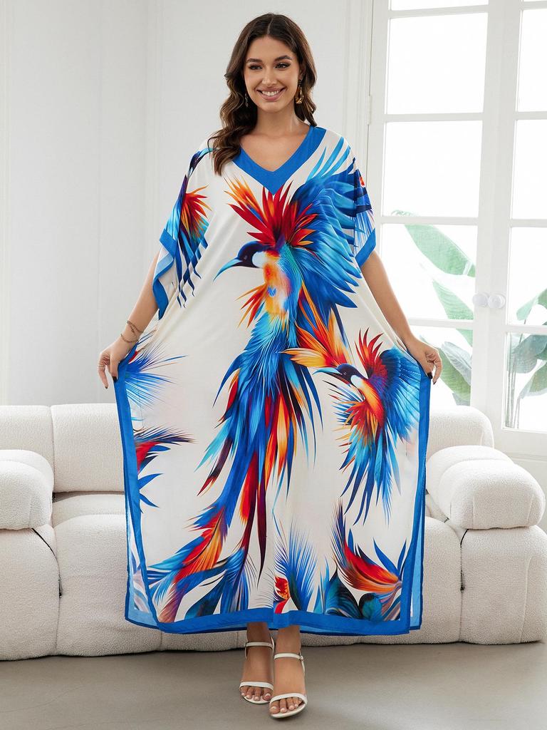 European-American Cotton Tie-Dye Beach Dress: Loose Robe & Bikini Cover-Up