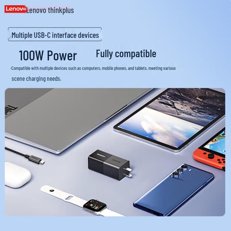 Lenovo Thinkplus 100W GaN USB-C Mini Power Adapter