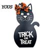 Halloween House Decor Door Sign for Front Door, Wooden Ghost Pumpkin Black Cat Party Supplies Hanger Wreath, Rustic Farmhouse Welcome Porch