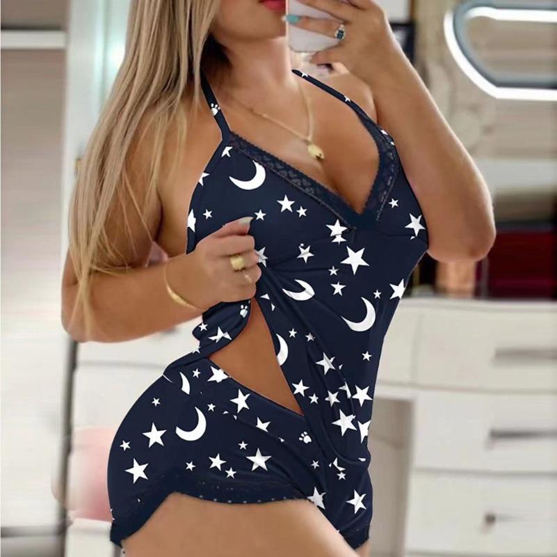 Damemote Sexy Blondesett Dress Ensfarget trådløs BH Sexy Undertøy Truser