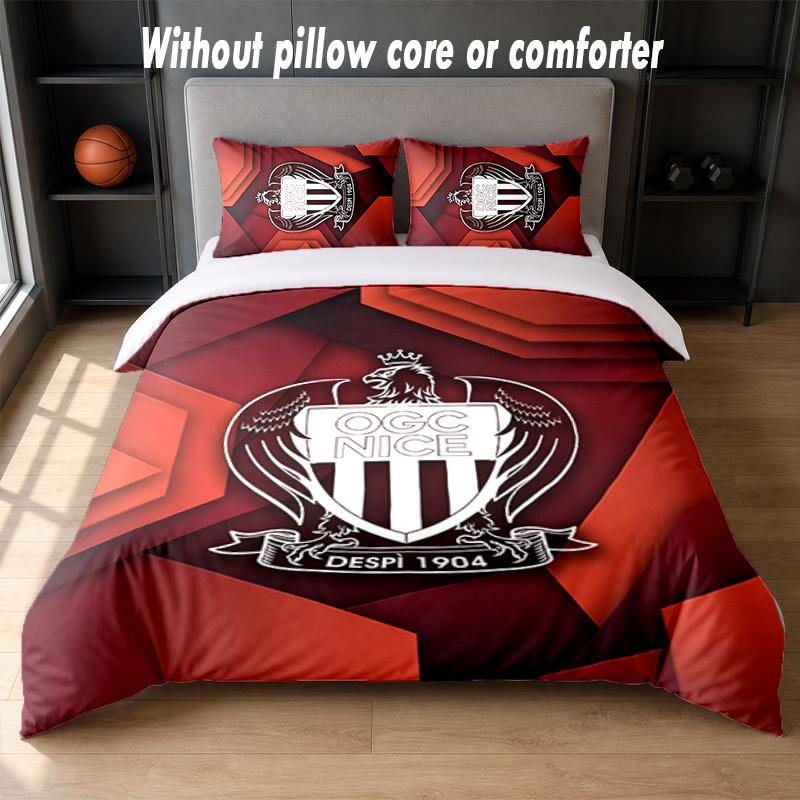 OGC Nice FC Design Bed Bedding Set 1 Duvet Cover + 2 Pillowcases Soft Breathable Household Bed Linens