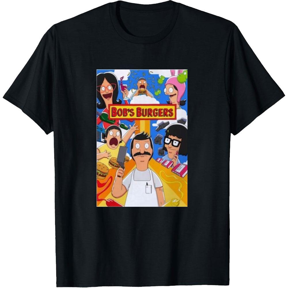 Vintage Classic Cartoon Man Printed Tshirt Bobs Burgers Tina Louise Gene Linda Bob Belcher Teddy Shirt Casual Cotton Tops Tees