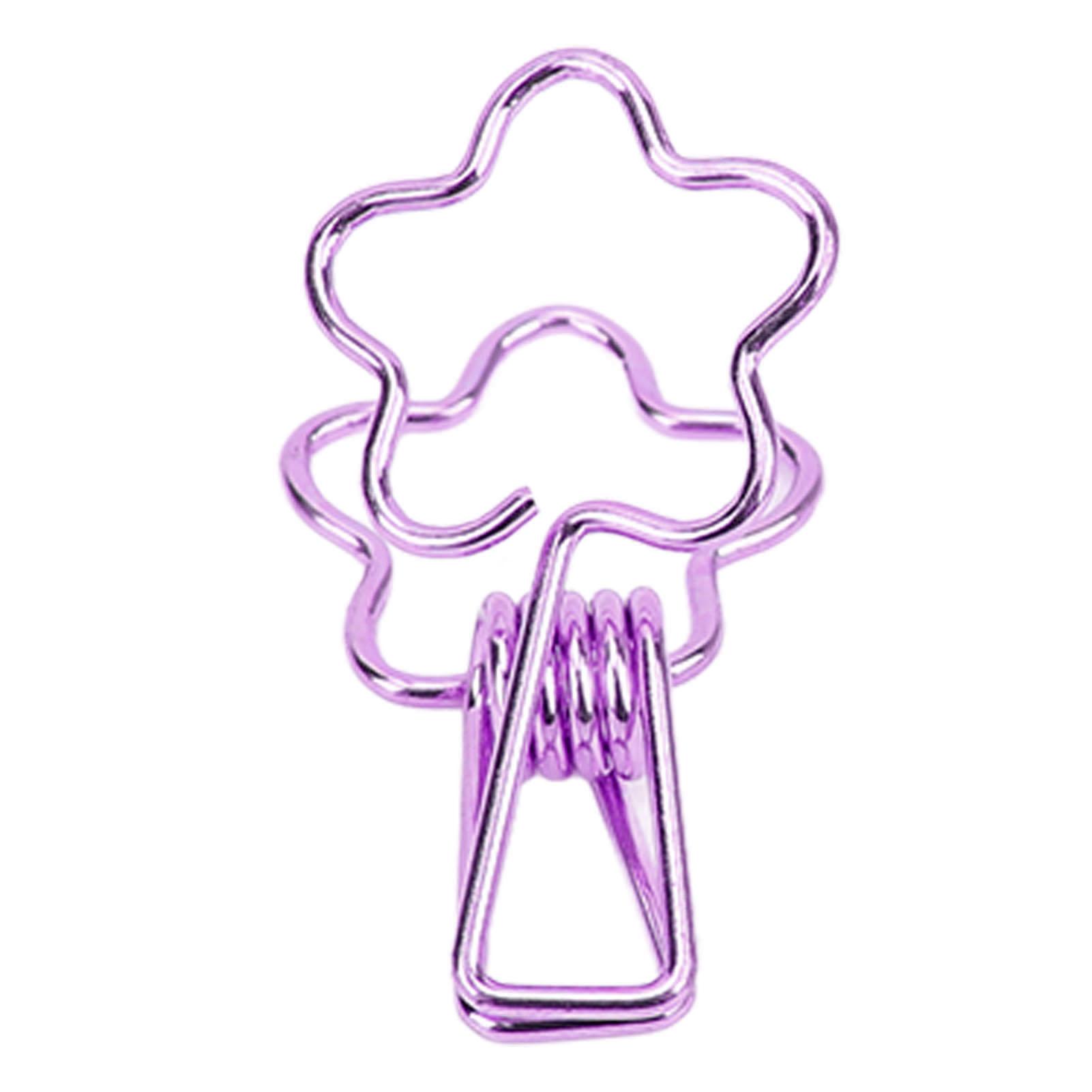 

100pcs Clips Cute Flower Shape Metal Hollowed Tail Clips Paper Clamps for Document Ticket