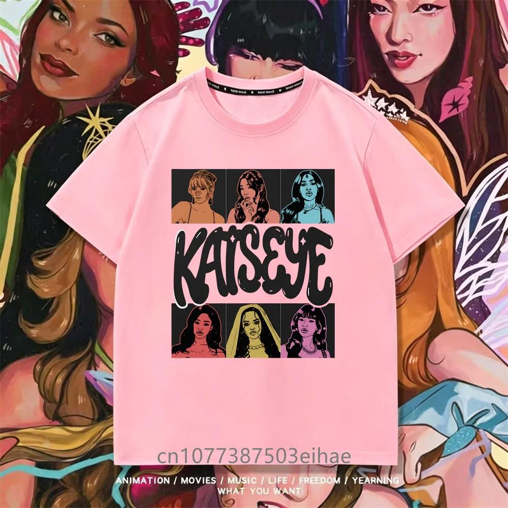 Girls Graphic Tshirt Suitable for Children Featuring KATSEYE Print Design Casual Short Sleeves Crew Neck