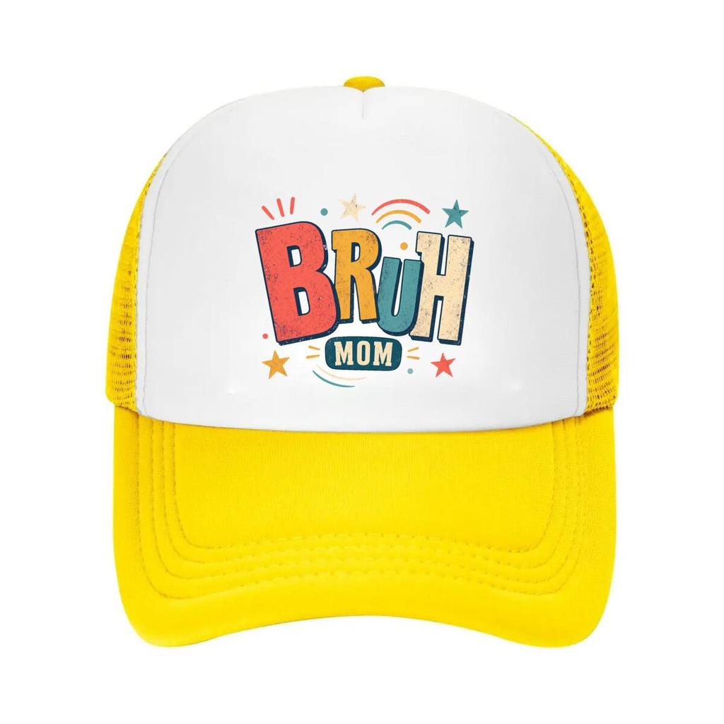 Retro Bruh Mom Sunset Wordmark Mesh Baseball Cap Casual Hat Outdoor  For Womens Unisex FeUnisex