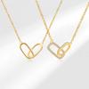 14K Gold Zircon Paperclip Necklace For Women Cute Versatile Clavicle Chain Jewelry