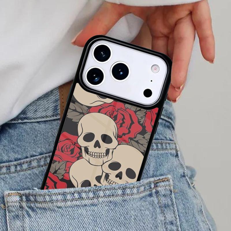 Skull with Dimand Eyes Phone Case for iPhone 17ProMax 12 13 14 15 16e 17 Pro Max Plus Air Cover
