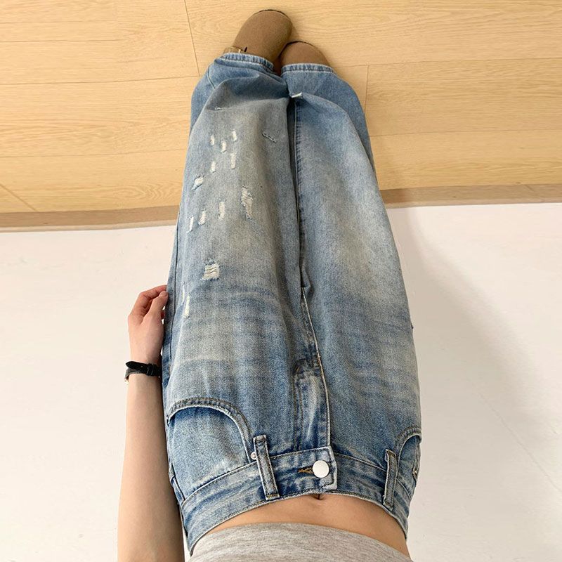 Jeans a Gamba Larga con Copertura Comoda sull'Inseme Femminili Anno Primavera Taglie Grandi Vita Alta Larghi Sottili Dritti Pantaloni Jeans per Donne Pantaloni Lunghi in Denim