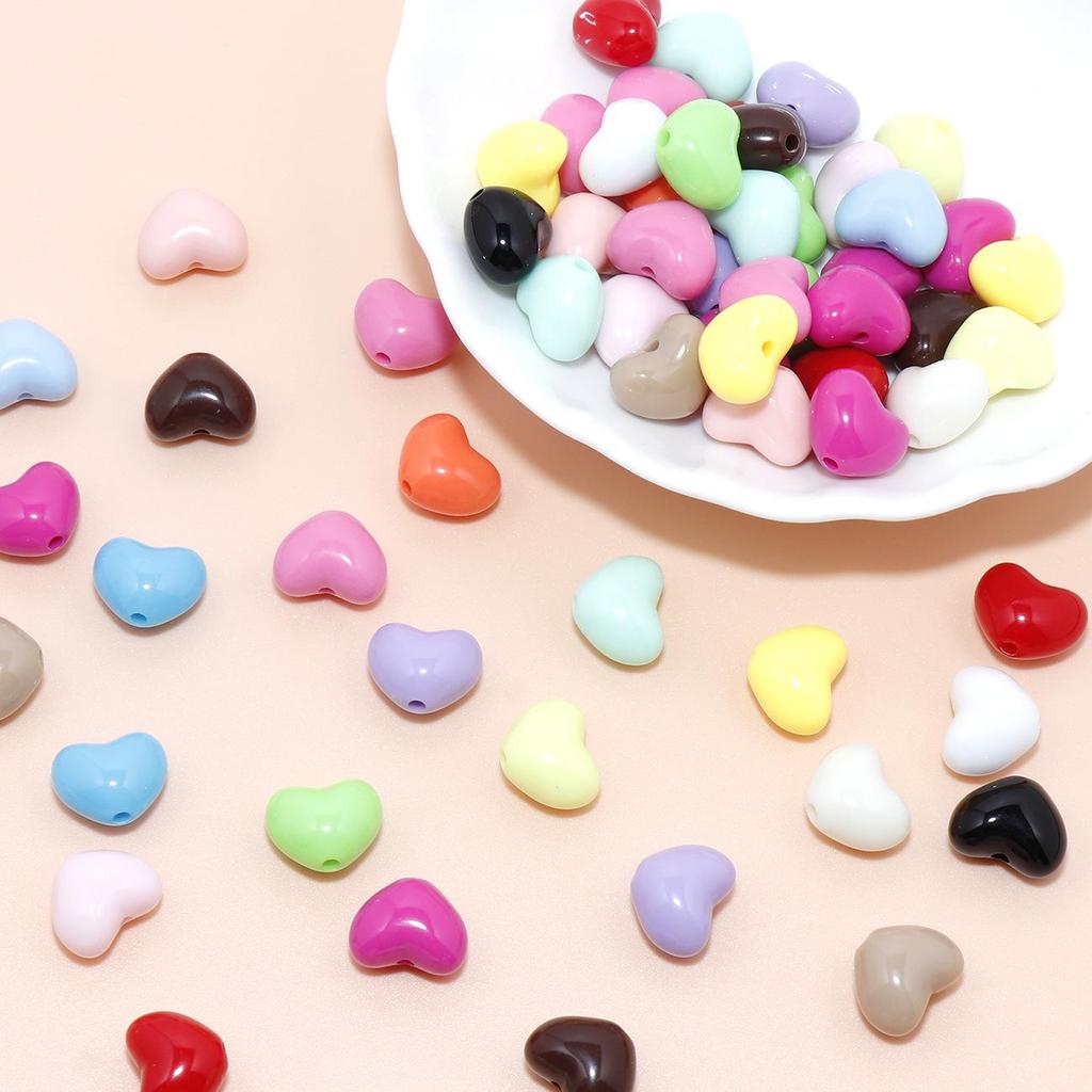 Colorful Acrylic Heart Beads for DIY Bracelets, Necklaces, and Phone Cases