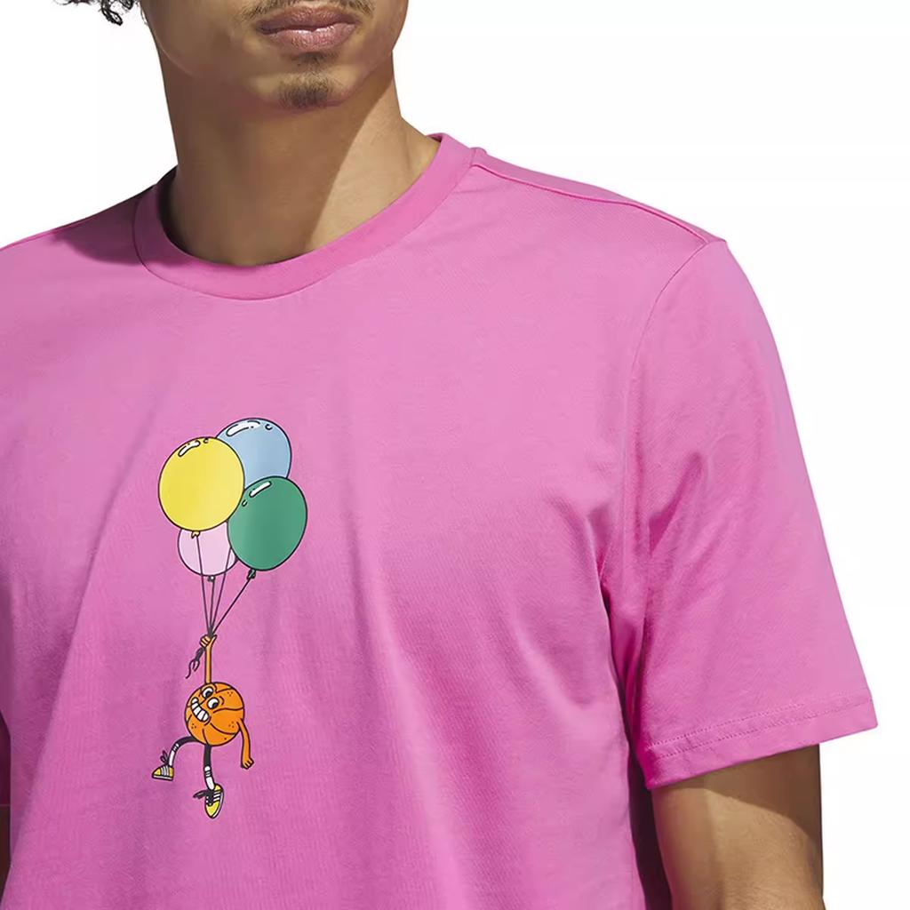 Adidas Cartoon Balloon Print Sports Short Sleeve T-Shirt Men Tops Pink IC1865