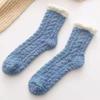 Coral Fleece Socks Women's Autumn and Winter Thickened Twist Half Fleece Socks Adult Home Floor Confinement Plush Sleep Socks