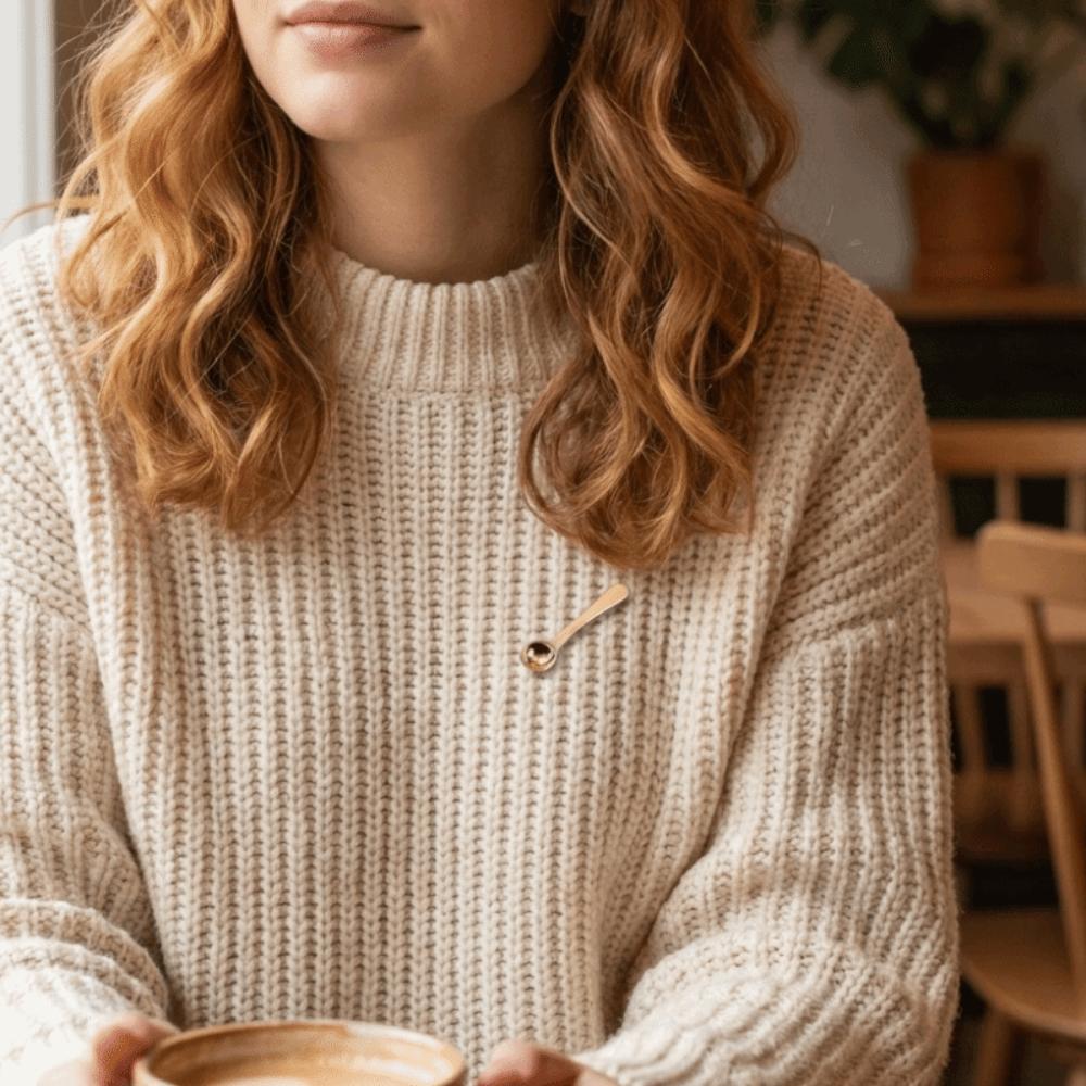 Cute Design Spoon Brooch Creative Metal Metal Badges Coffee Spoon Lapel Pins Jackets Accessories