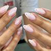 24pcs Press On Nail Short Almond False Nail With Flowers Designs Glossy Artificial Full Cover Stick On Nail for Women