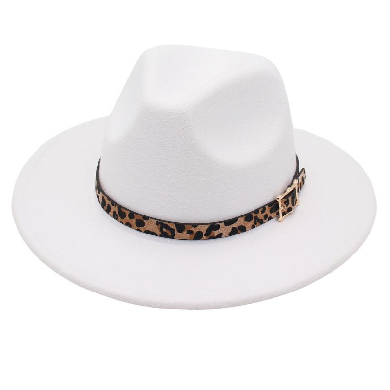 Temperament Bowler Hut Leopard Gürtelschnalle Nische Jazz Hut Männer und Frauen Trend Filzhut Bühnenauftritt Tweed Hut
