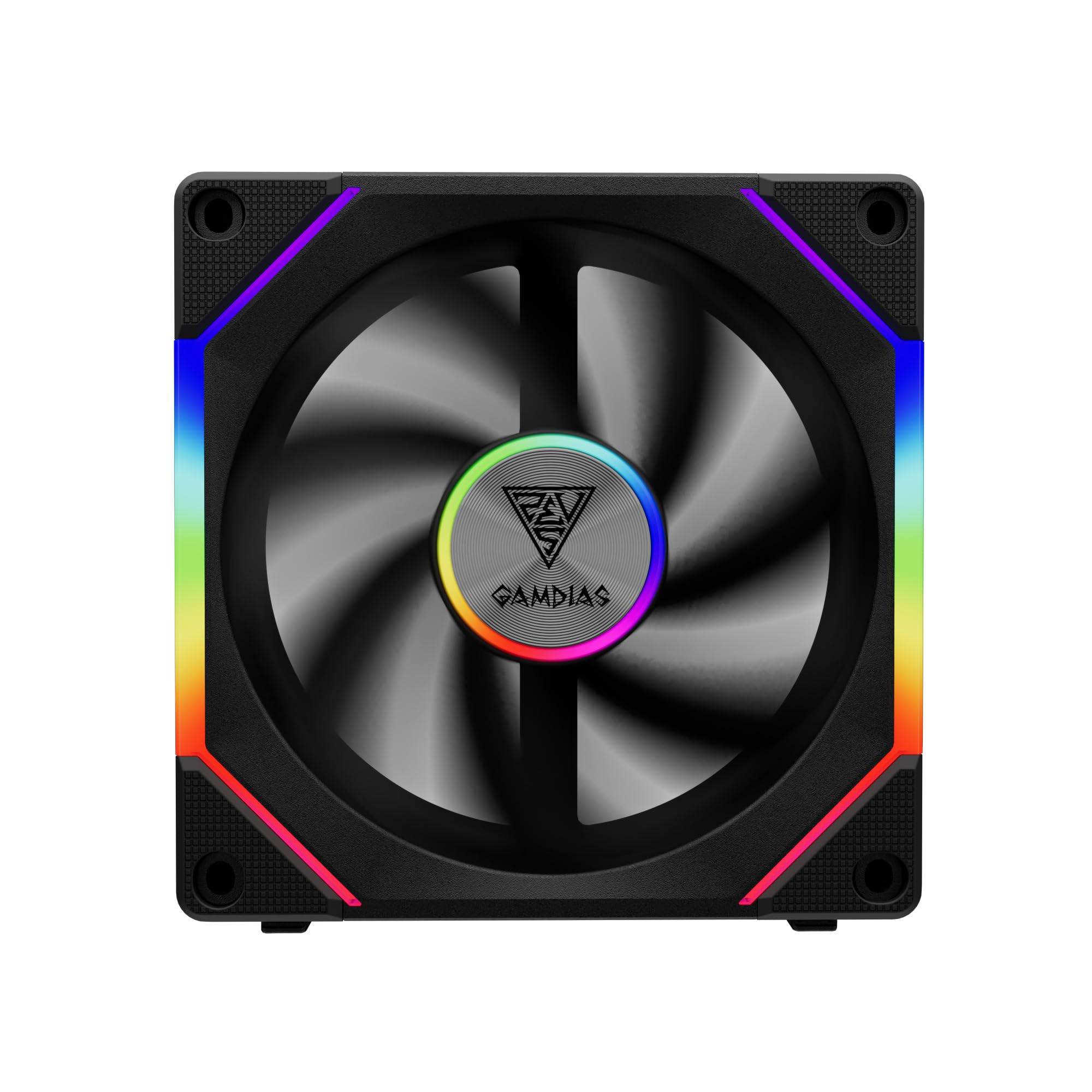 

GAMDIAS 120mm ARGB PC Computer Case Fan Cabless Daisy Chain Replaceable Fan Blades Reverse Air Volume 30mm Thickness Infinity Mirror No Controller