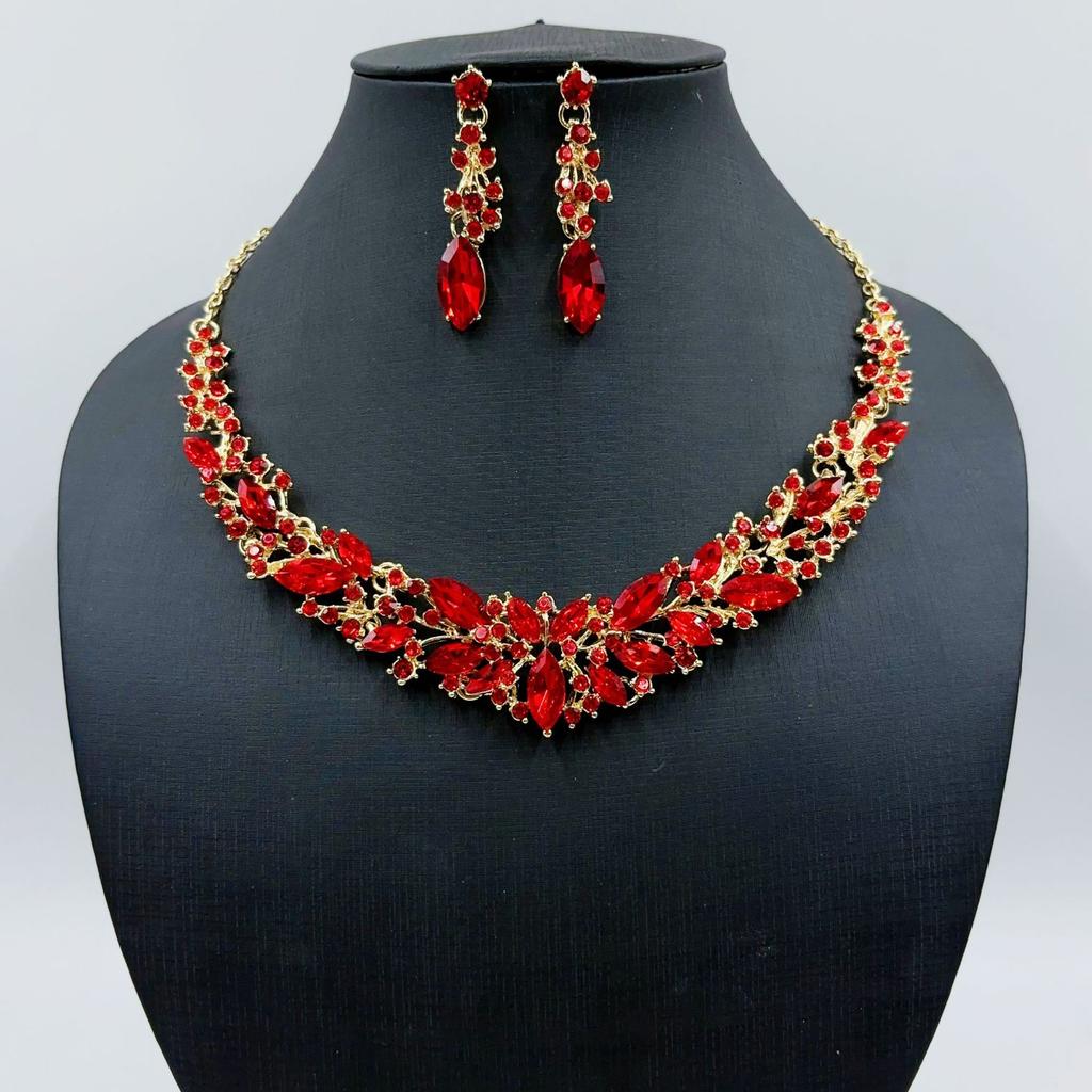 LY-WC0063 Bridal Luxury Crystal Necklace Earrings for Wedding Handmade Diamond Lady Rhinestone Fashion