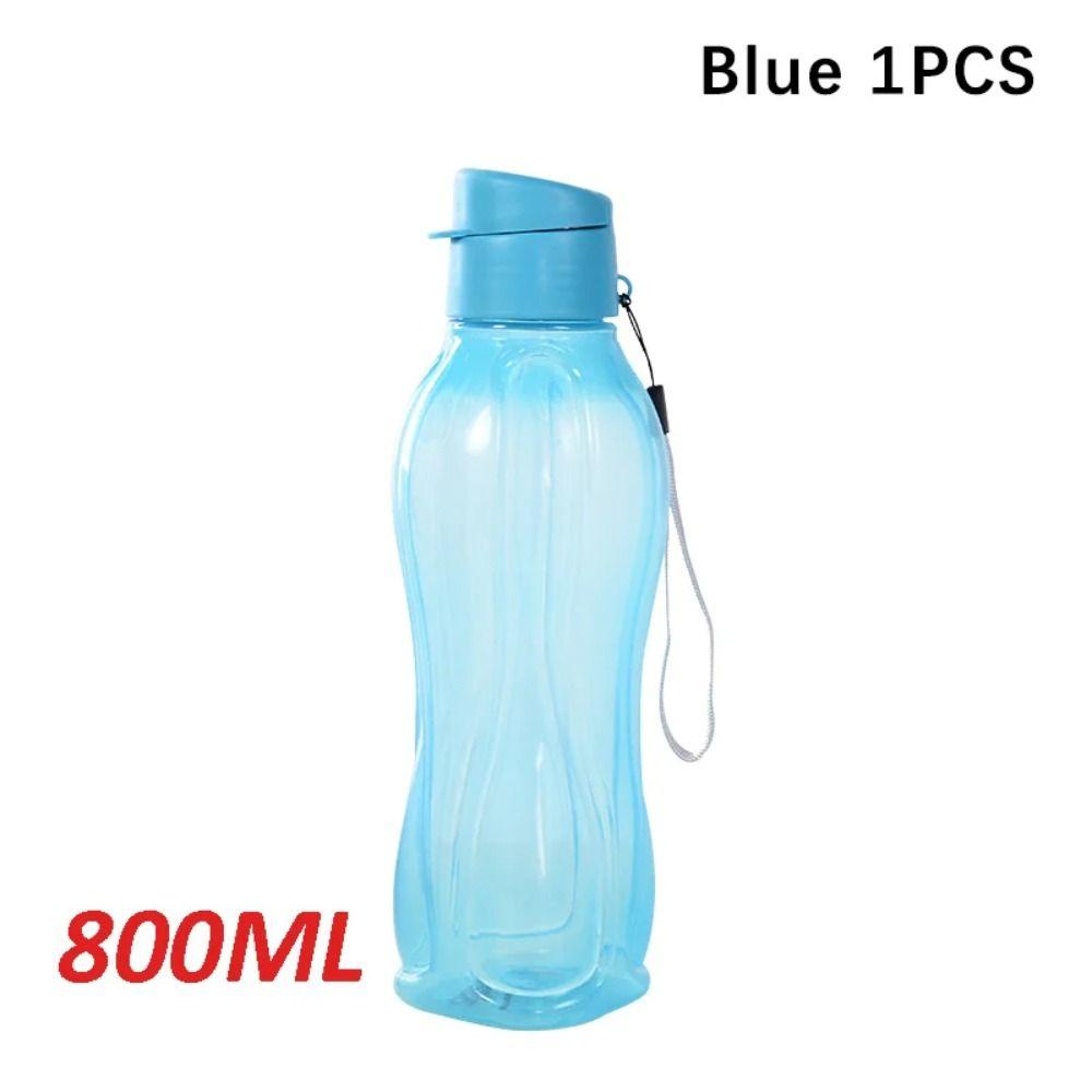 

800/1100 мл Пластиковая бутылка для воды Непротекающая С откидной крышкой Бутылка для питья Спорт на открытом воздухе Blue 800ML
