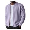 Men's Black Corduroy Casual Coat Full-Zip Stand Collar Long Sleeve Solid Color Versatile Jacket Daily Wear Outerwear