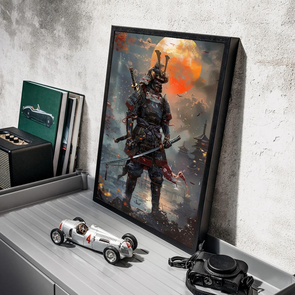 Japanese Warrior Samurai Whitepaper Poster HD Quality Poster Wall Art Painting Study Room Wall Decor