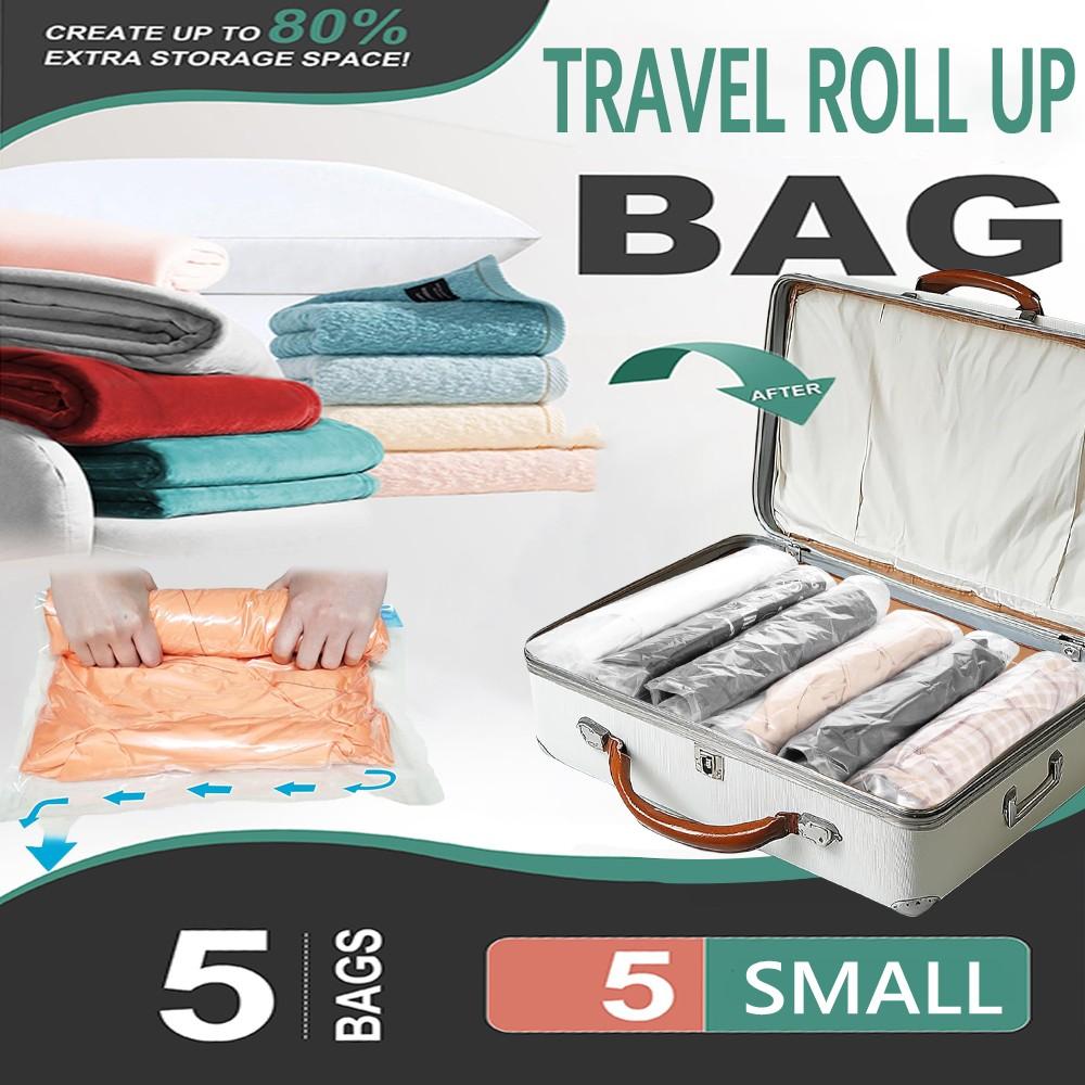 30 Pack Travel Compression Storage Bags, Roll Up Space Saver Bags For Clothes Clothing Organizer Travel Essentials