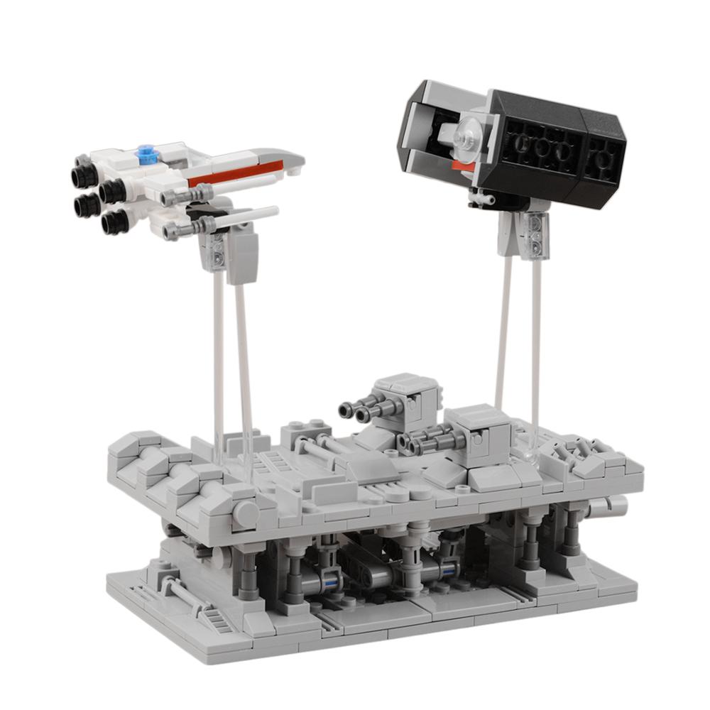 Gwiezdny Film MOC Ręcznie Nakręcany Statek Kosmiczny Myśliwiec X-Wing Bombowiec TIE Bieg w Okopach Pościg DIY Klocki Zabawki Dla Dzieci Prezent