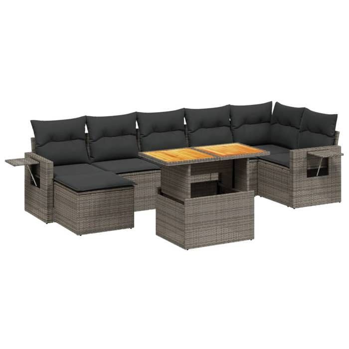 VidaXL Garden Lounge Set with Cushions 8 Pcs, Patio Sofas, Patio Furniture Set, Outdoor Furniture, Grey 3271865
