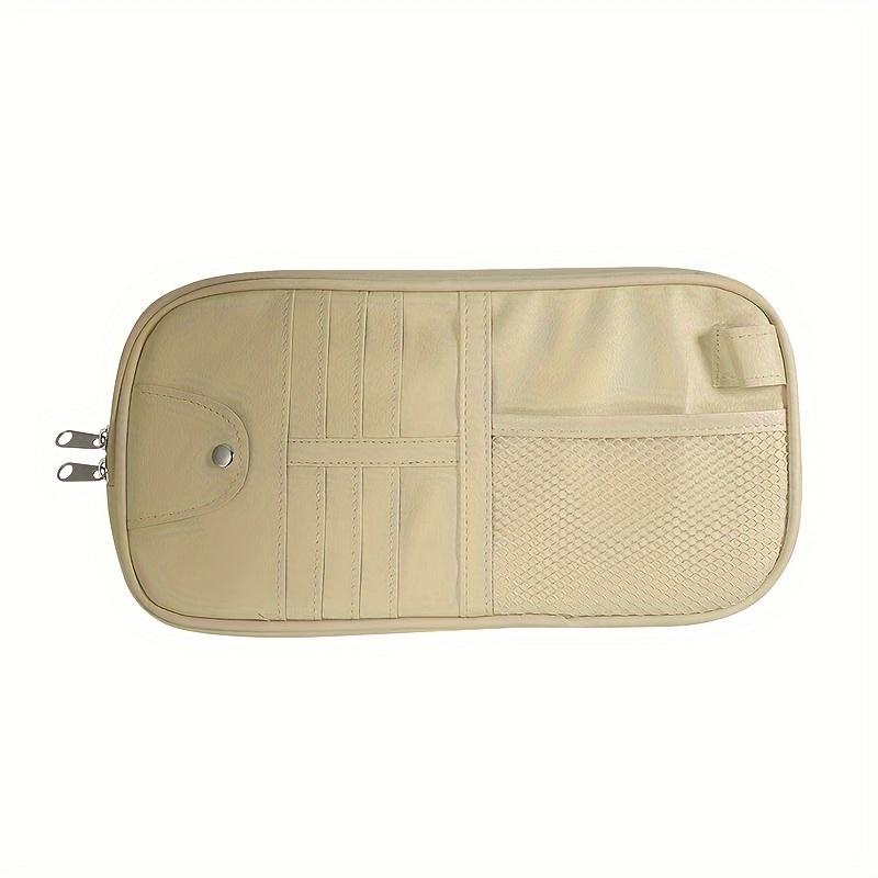 

Многофункциональный органайзер на солнцезащитный козырек автомобиля из 1 части с молнией, используется для хранения карт, водительского удостоверения бежевый