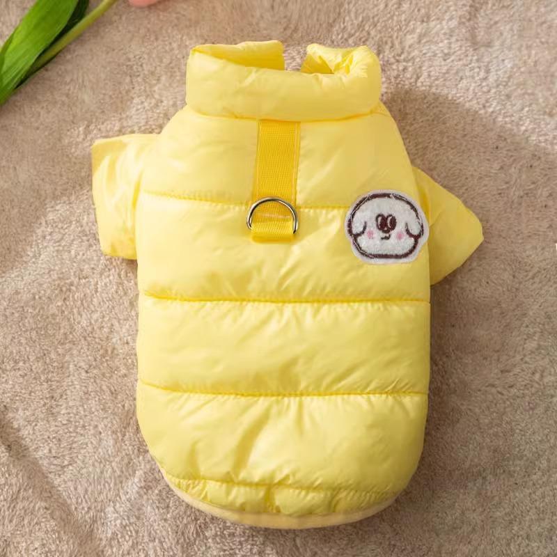 Autumn and winter dog cotton clothes Macaron color simple cotton clothes can pull winter small dog teddy pet clothes