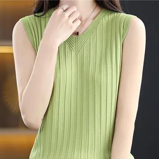 WTEMPO Large Size Solid Color Casual Versatile V-Neck Camisole Vests Women's Spring Summer Sleeveless Bottoming Tank Tops