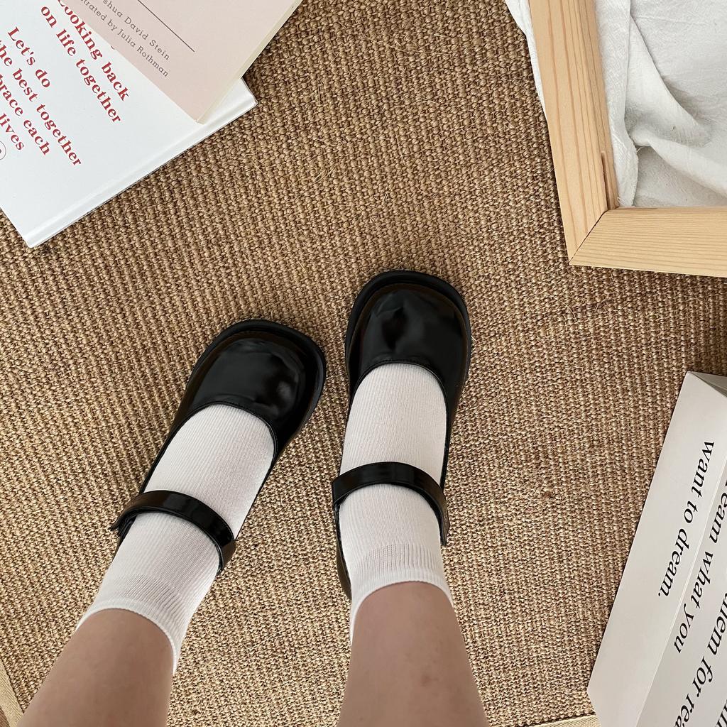 Retro Mary Jane Schuhe Weibliche Runden Kopf Neue Japanische Mädchen Jk Uniform Kleine Leder Schuhe High Heels Dicke Ferse Schuhe