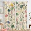 2Pcs,2D Plane Printing Pattern Curtains Literary Garden Polyester Fabric (Without Rod) Home Decor Use For Living Room & Bedroom