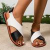 Large Size One-word Buckle Flat-soled Sandals for Women's New Color Matching Bottom Open-toed Flat-soled Sandals for Women