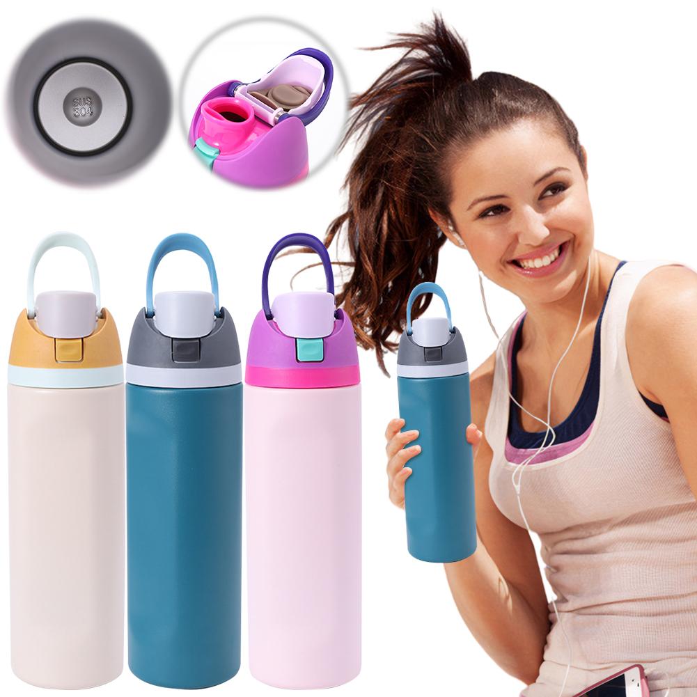 Thermosbecher 24oz Doppelschichtiger Edelstahl Weltraumkessel Wasserflasche mit Strohhalm Auto Outdoor Sport Camping Sport