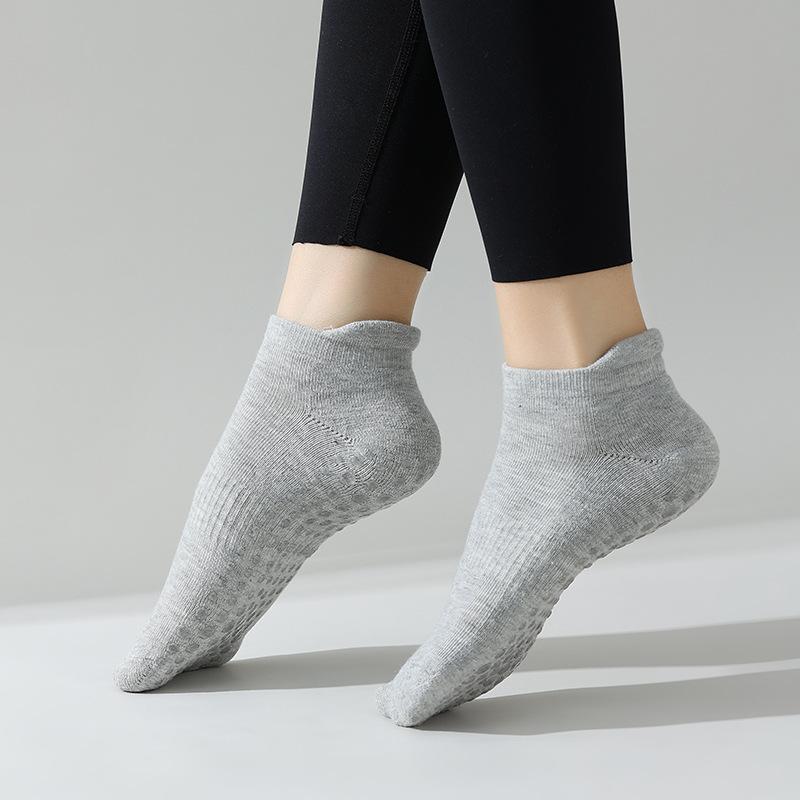 

Женские носки для йоги, хлопковые утолщенные носки для фитнеса, аэробики, танцев, силиконовые противоскользящие носки для пилатеса, спортивные носки до щиколотки EU 35-40 US 5-9