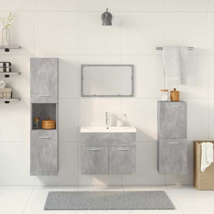 VidaXL Ensemble de meubles de salle de bain 5 pcs gris béton, armoire de salle de bain, placard de salle de bain, meuble de 3324896
