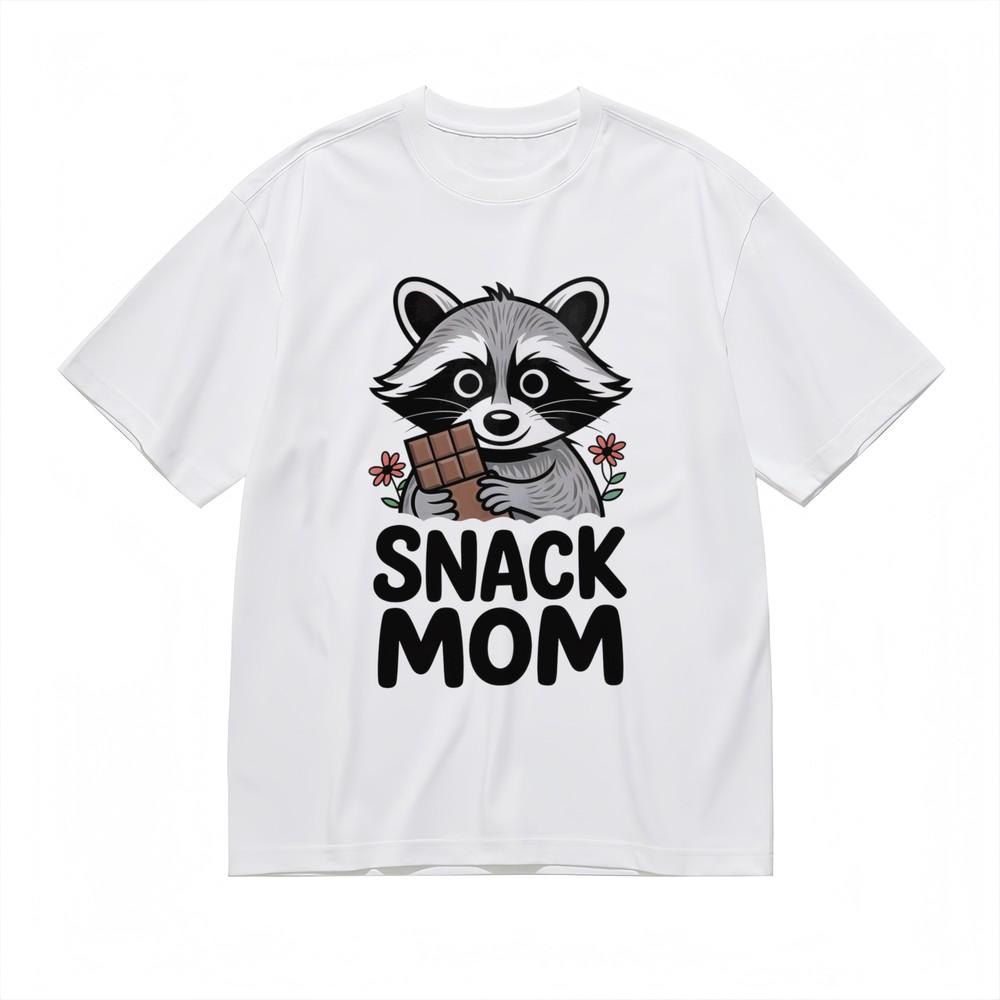 

Women s Snack Mom Graphic Tee Cute Raccoon Chocolate Lover Unisex 100% Cotton L