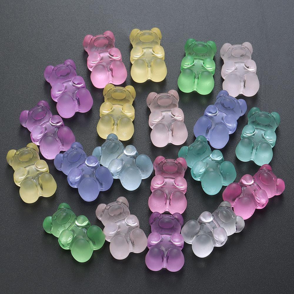 30pcs/lot 11x18mm Mini Bear Acrylic Beads Transparent Colorful Cute Bear Loose Beads For DIY Necklace Earrings Jewelry Supplies