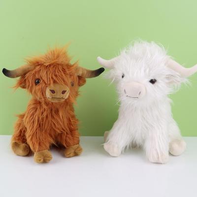 Imitation Highland Cow Stuffed Doll Animal Shape Plush Toy Fluffy Bull Animal Doll Kids Boys Girls Soft Gift