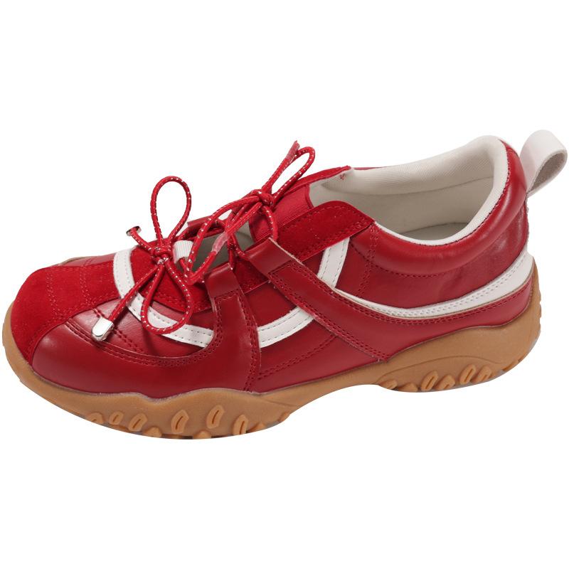 

Внутренняя стелька на платформе из травы вула, немецкие тренировочные туфли, женские, лето 2025, новая корейская версия балеток Мэри Джейн, полые одинарные туфли 35 красный