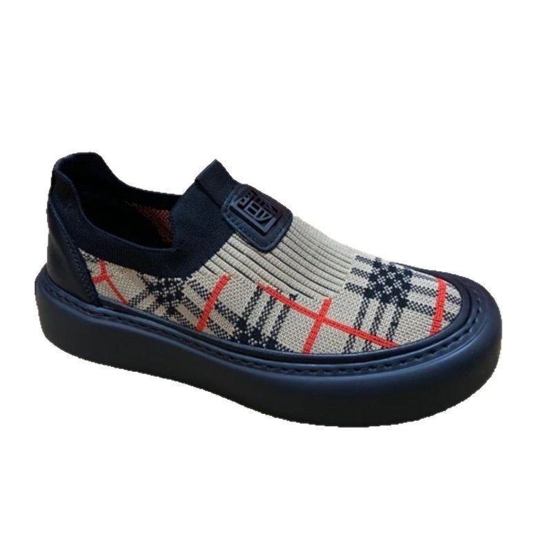 Summer breathable cross-border men's shoes lazy casual flat shoes men's one-pedal fly-woven mesh shoes men's socks shoes men's