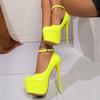 Fashion Pink Stiletto Heel Pumps Women Plus Size Super High Heel Shoes Woman Patent Leather Ankle Buckle Party Shoes