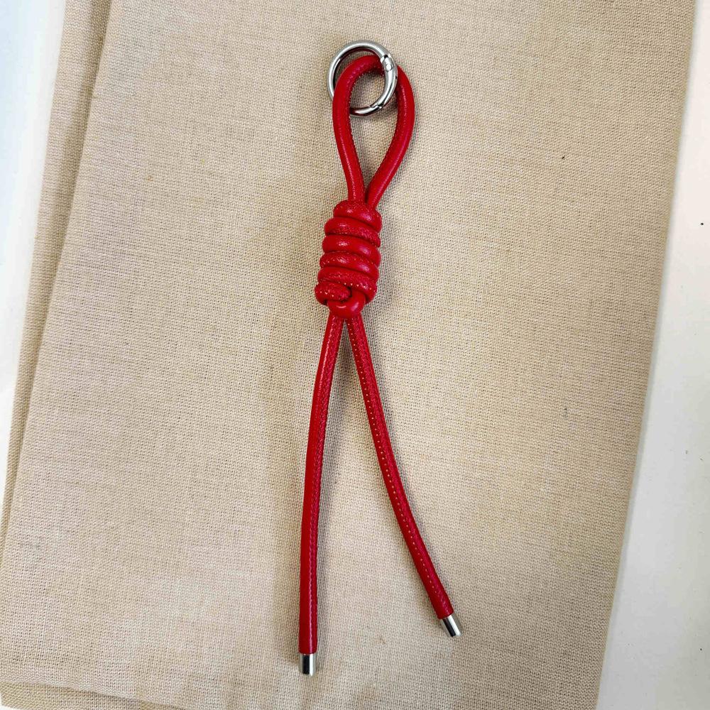 Beautiful PU Rope Knot Keychain Solid Color Thick PU Rope Art with Ring Clasp Woman's Handbag Pendants