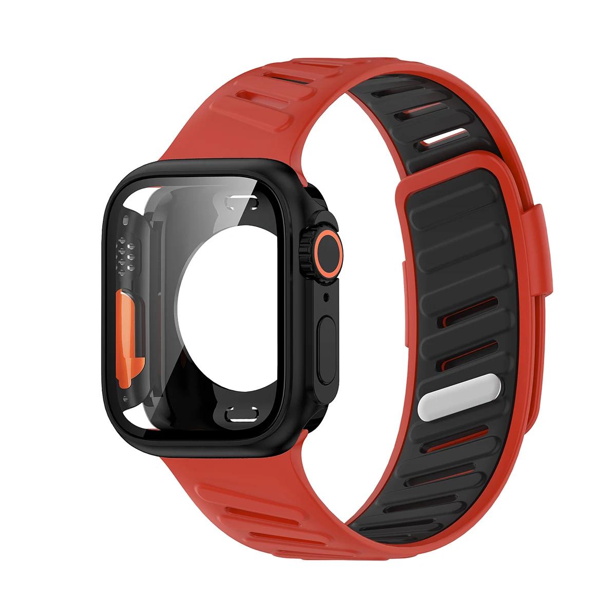 

Двухцветный ремешок + Чехол-бампер с полным покрытием для Iwatch S11 10 9 8 7 Регулируемый спортивный ремешок Защита от царапин для Apple Watch 44 45 46 41MM 40MM For 6 5 4 SE