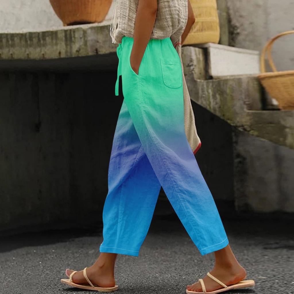 Women's Casual Pants Fashionable Gradient Print  Casual Pants With Pockets