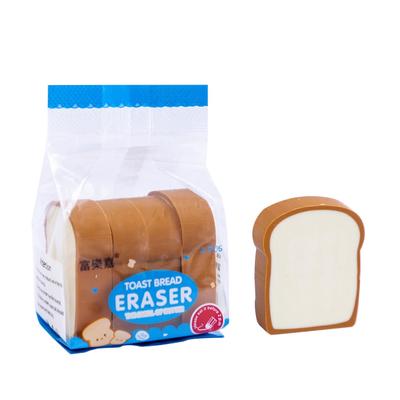 Set da 4 gomme per studenti, motivo: toast, cartone animato, di grandi dimensioni.