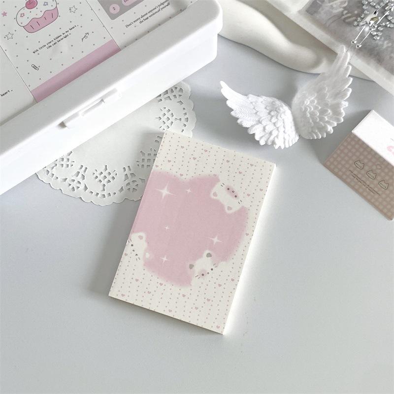 Kawaii Pink Cat Memo Pad 50 Sheets Cute Paw Print Sticky Notes A7 Size Notepad for Journaling Study Office School Stationery