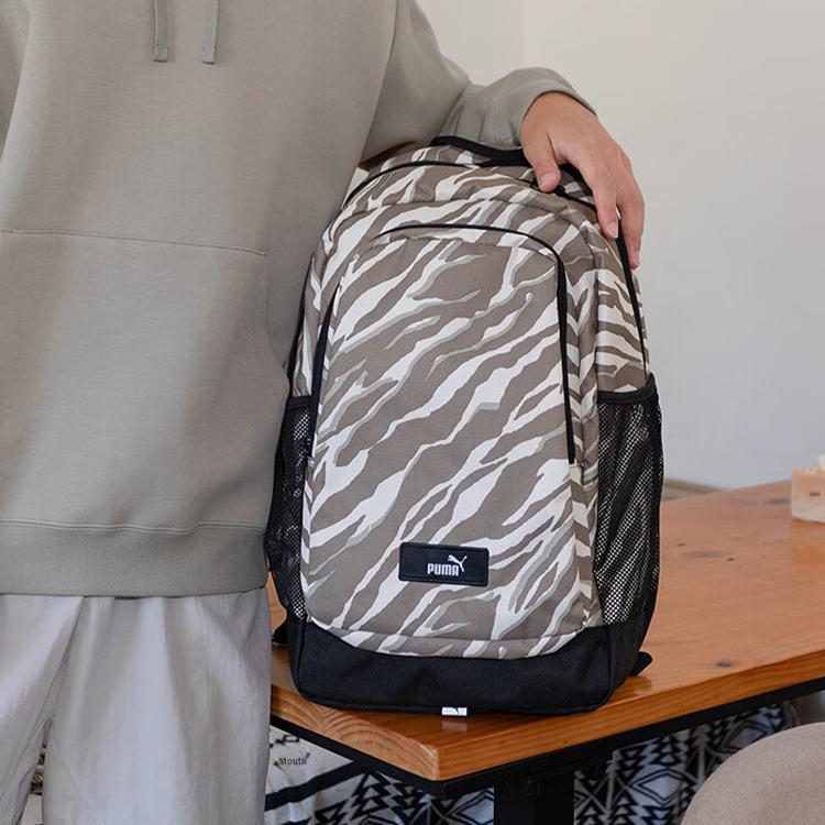 New PUMA Fabric Backpack Large Size Unisex Black & Khaki 091376-02