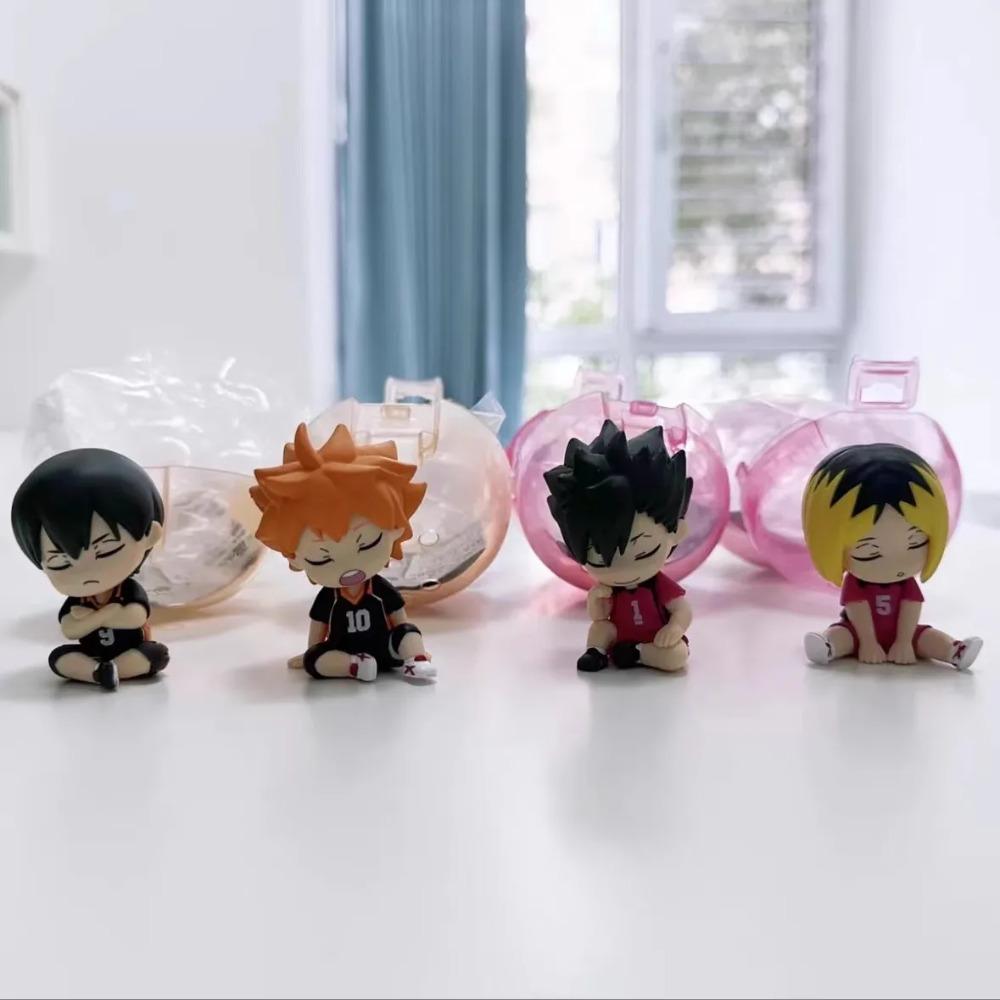 4 Stück/1 Set Haikyuu Figur Shoyo Hinata Tobio Kageyama Schlafposition Kozume Kenma Tetsurou kuroo Gashapon Set Spielzeug Modell Puppe
