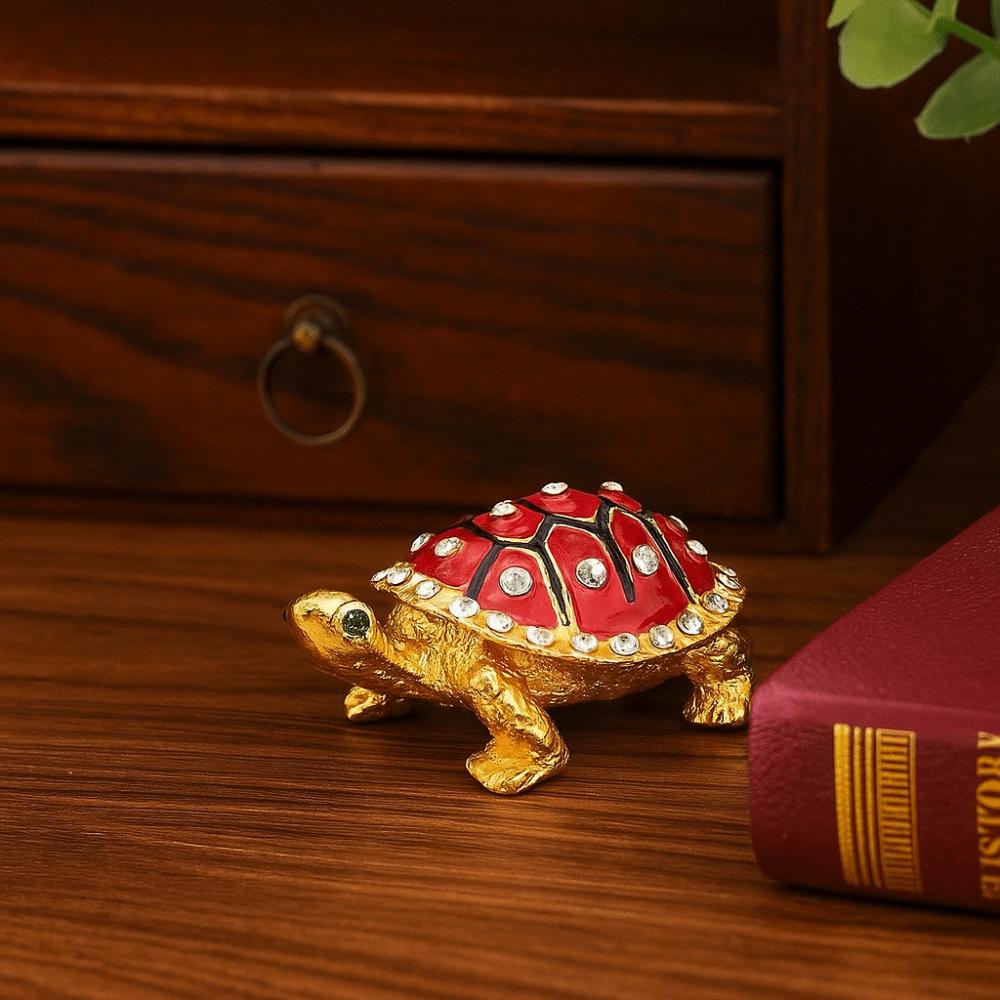 Elegant Vintage Storage Case Retro Metal Turtle Ornament Creative Turtle Jewelry Box  Gift Box