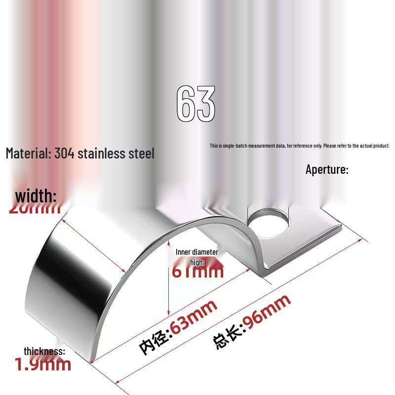 304 Stainless Steel P-Type Single-Sided Pipe Clamp, Double Clip, Half-Side Bracket, Single Hole Saddle Clamp